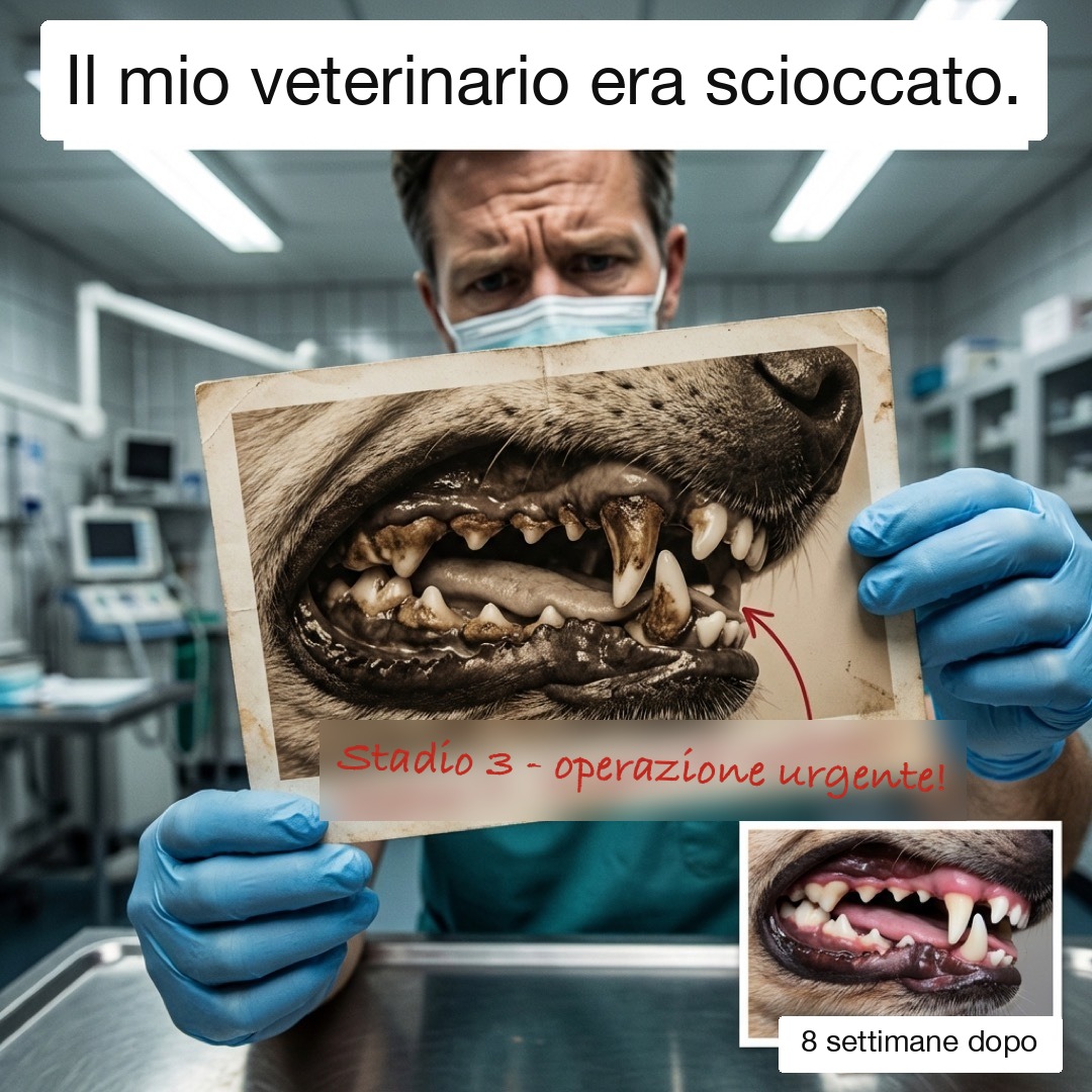 Veterinario scioccato mostra una foto: stadio 3 del tartaro regredito in 8 settimane.